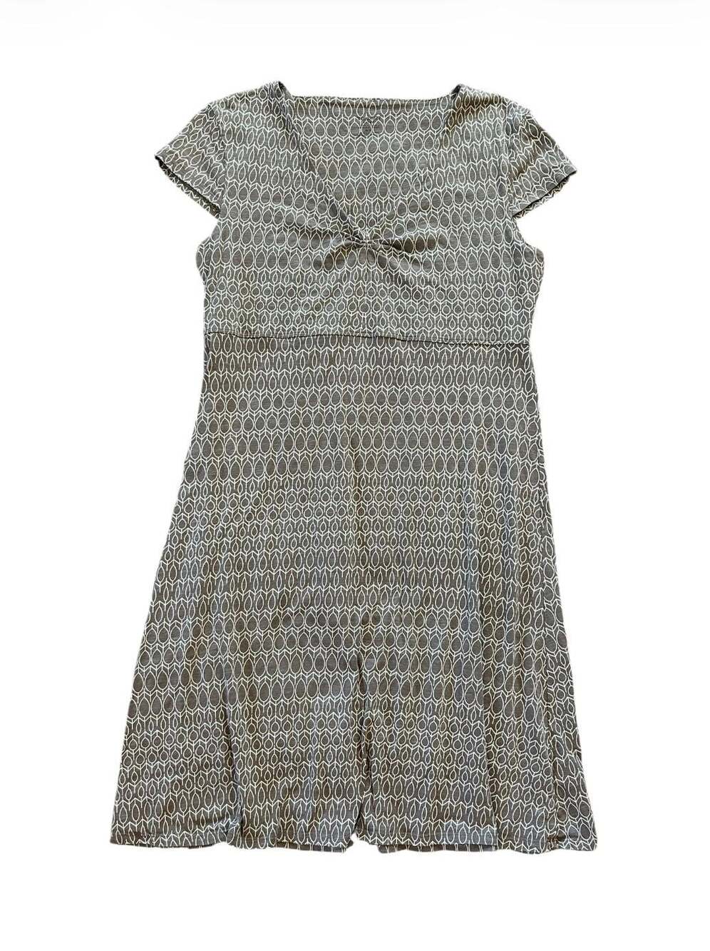 Toad&Co Rosemarie Cap Sleeve A-Line Dress in Brown Geometric Print